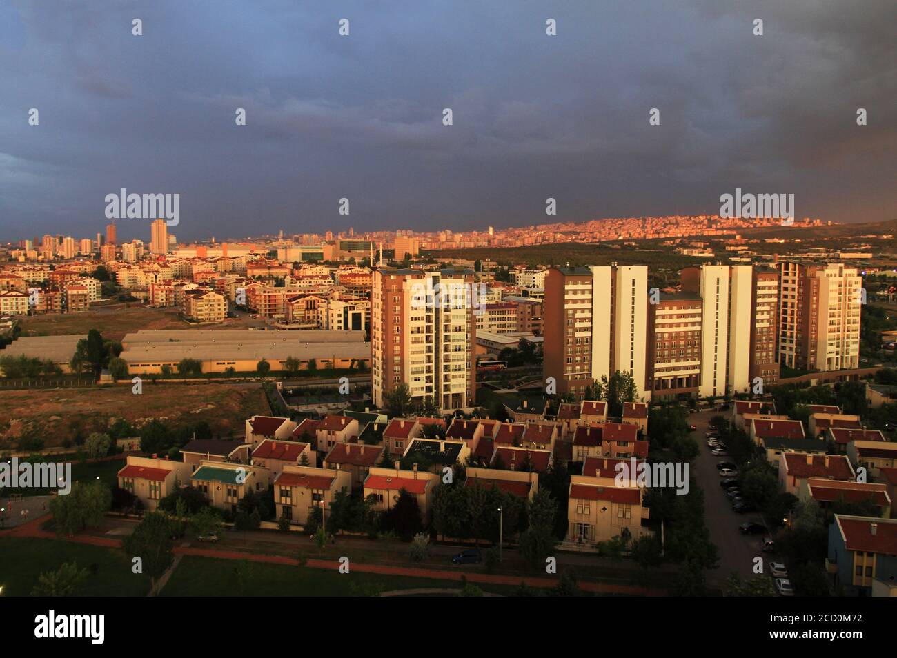 The night view of Ankara, Turkey's capital. Bilkent, Cankaya, Dikmen, Incek. Stock Photo