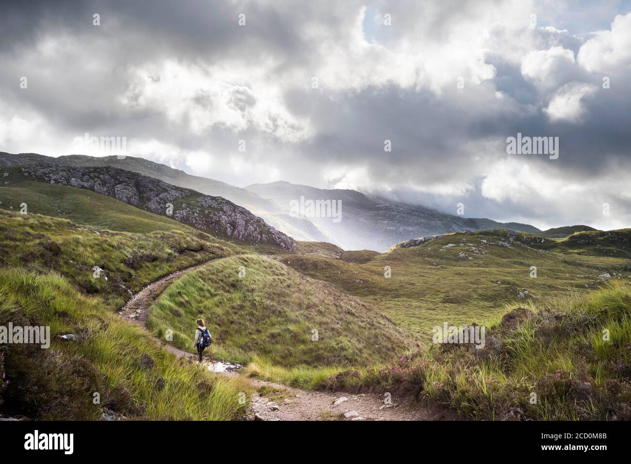 The path to Suilven mountain, Assynt, Scotland, from Lochinver Stock Photo