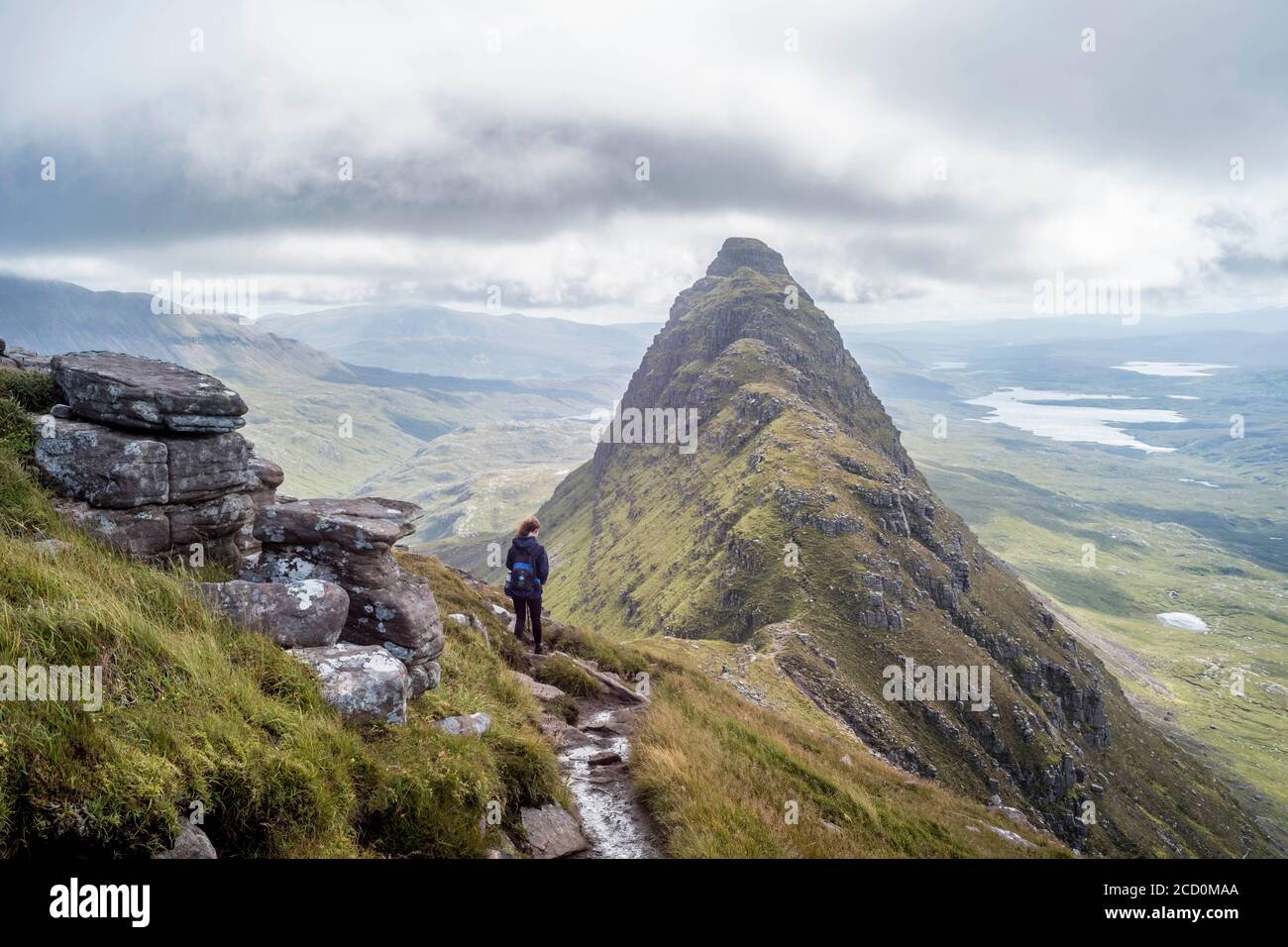 Suilven mountain, Assynt, Scotland,Suilven with the peak of Meall Beag Stock Photo