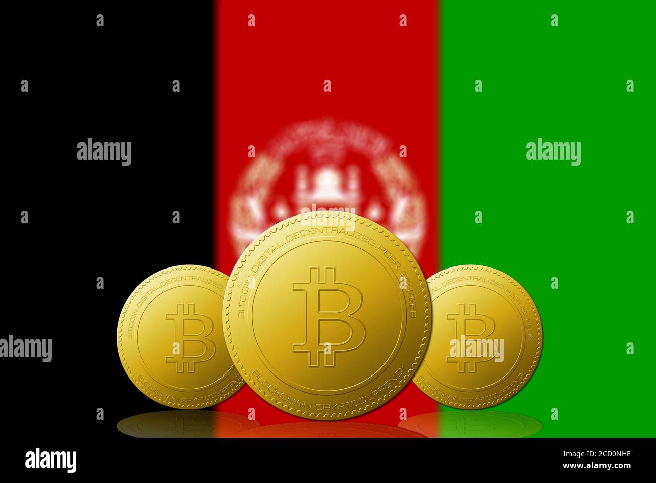 Three Bitcoins cryptocurrency with Afghanistan flag on background Stock  Photo - Alamy