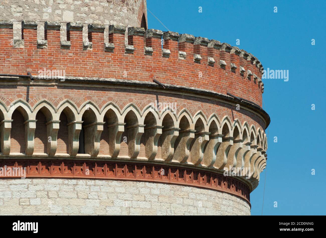 Italy, Lombardy, Desenzano del Garda, Monumental Tower of St. Martin of the Battle near the Lake Garda, Detail Facade Stock Photo