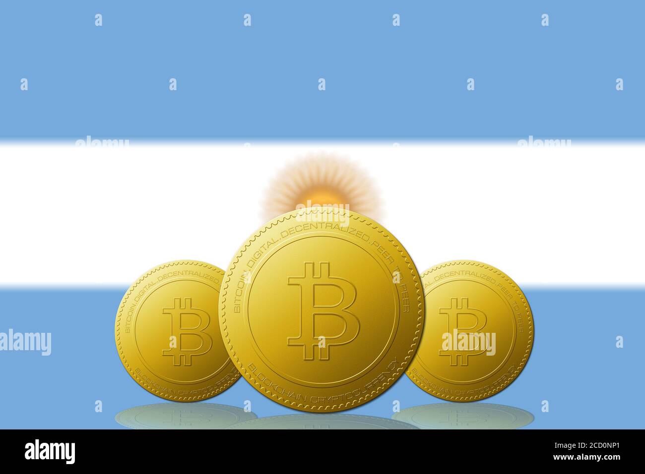 Argentina flag on a bitcoin cryptocurrency coin. 3D Rendering Stock Photo -  Alamy