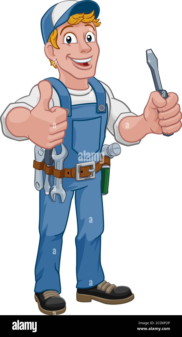 Electrician Cartoon Handyman Plumber Mechanic Stock Vector Image & Art -  Alamy
