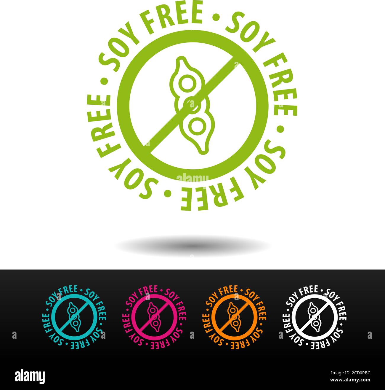 Soy free badge, logo, icon. Flat vector illustration on white background. Can be used business company. Stock Vector