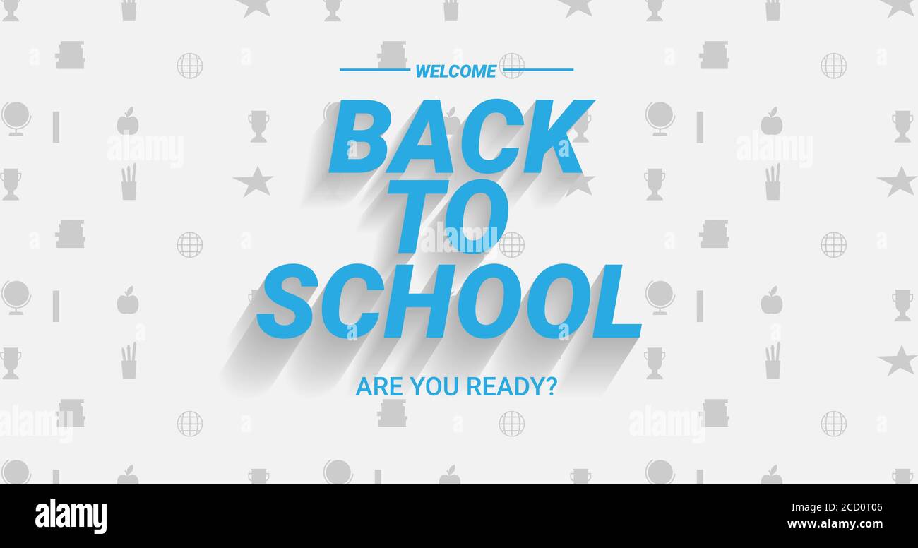 Back To School Text Over White Background With Pattern, Vector Stock Vector