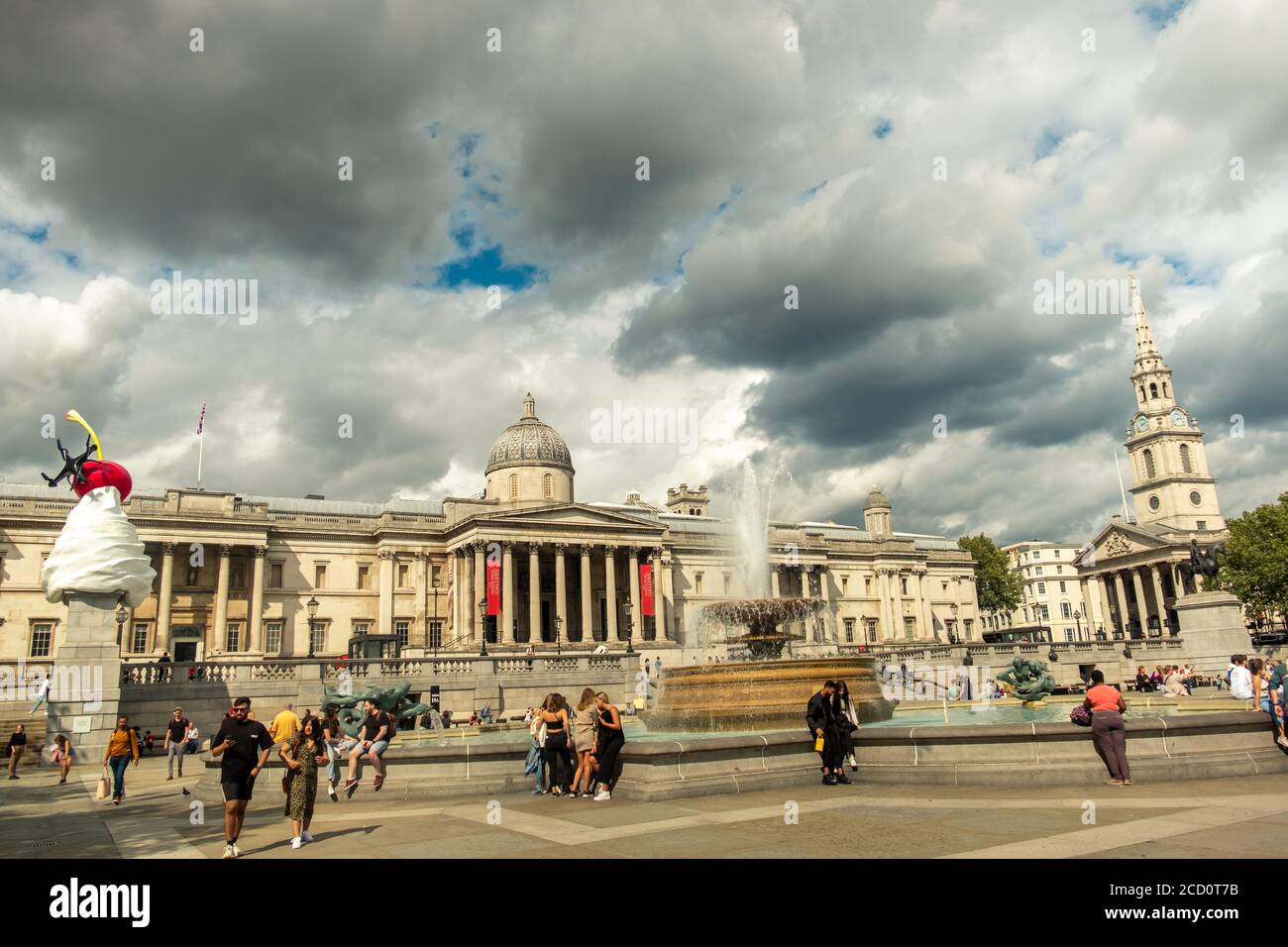 LONDON- The National Portrait Gallery on Trafalgar Square, a world famous Landmark area in London's West End Stock Photo