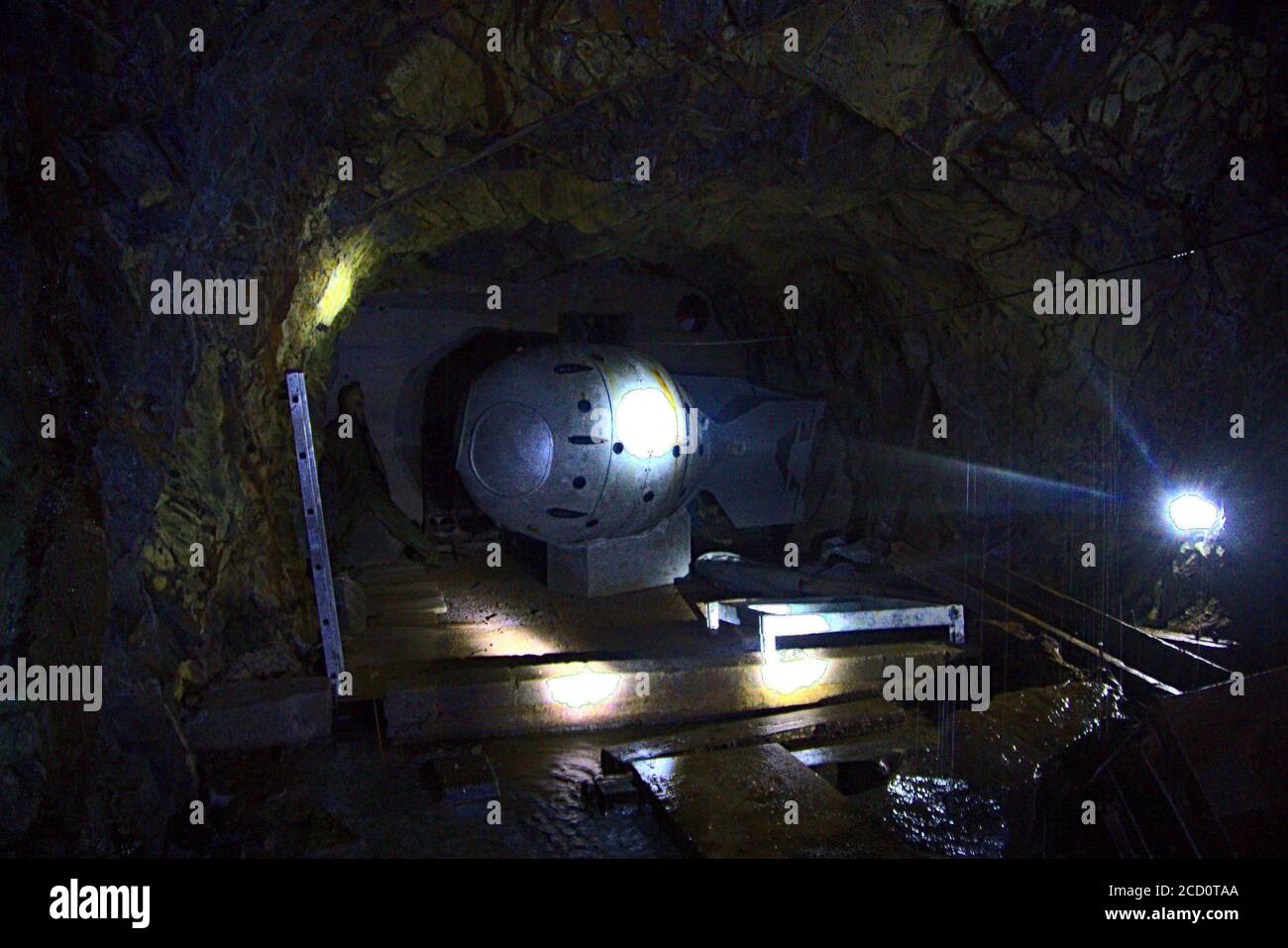 A real nuclear bomb in an abandoned uranium mine, the RDS-1 which was a soviet response to the American 'fat boy' Stock Photo