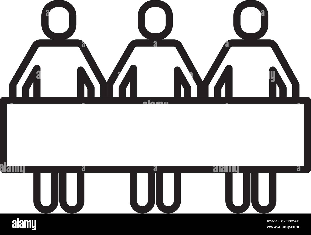 group of people protesting with banner line style icon vector ...