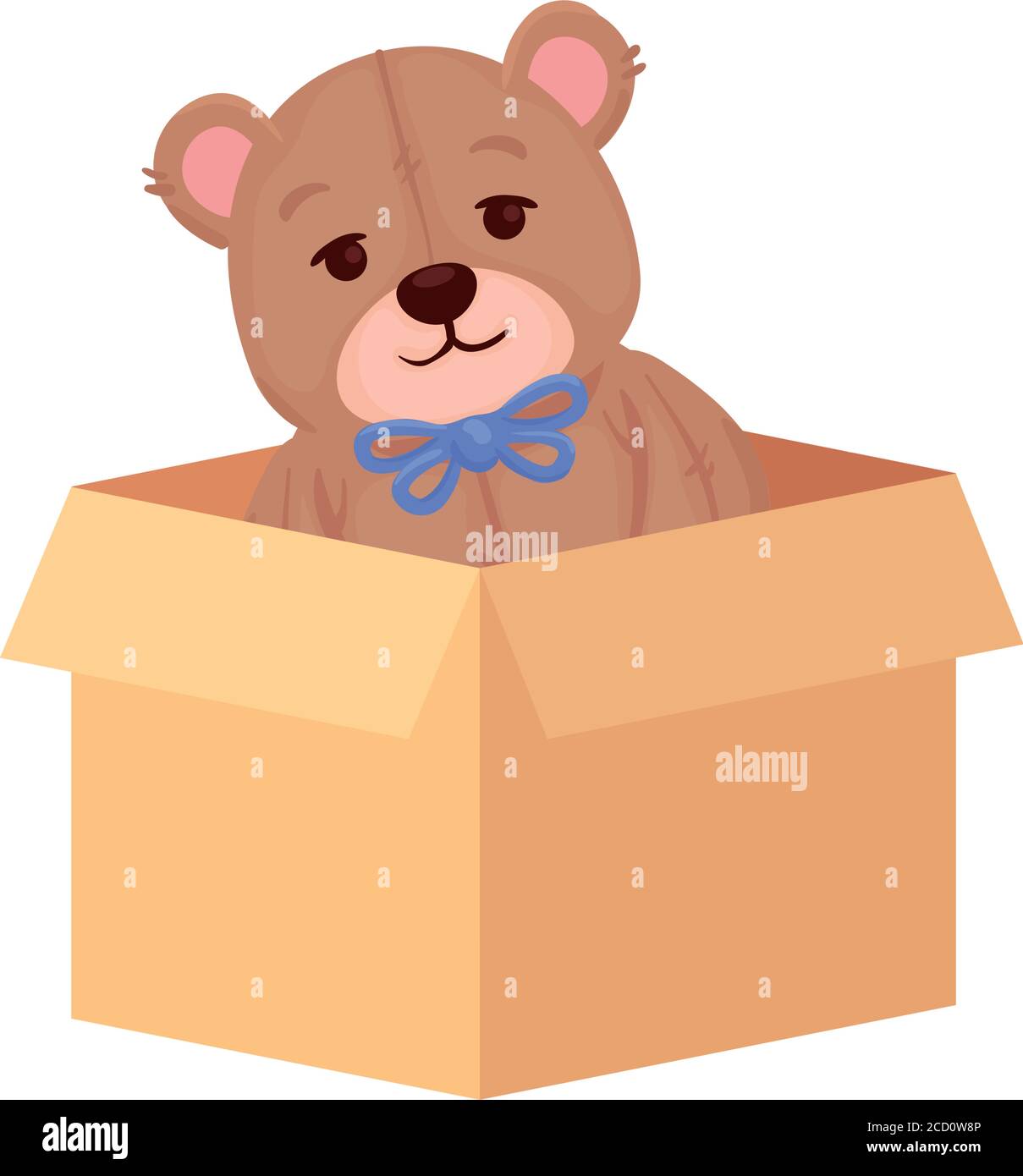 toy teddy bear on box carton in white background Stock Vector Image Art Alamy