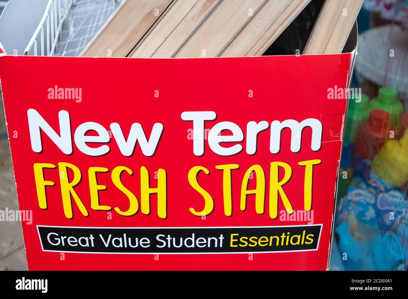 Windsor, Berkshire, UK 25 Aug 2020. A New Term Fresh Start sign