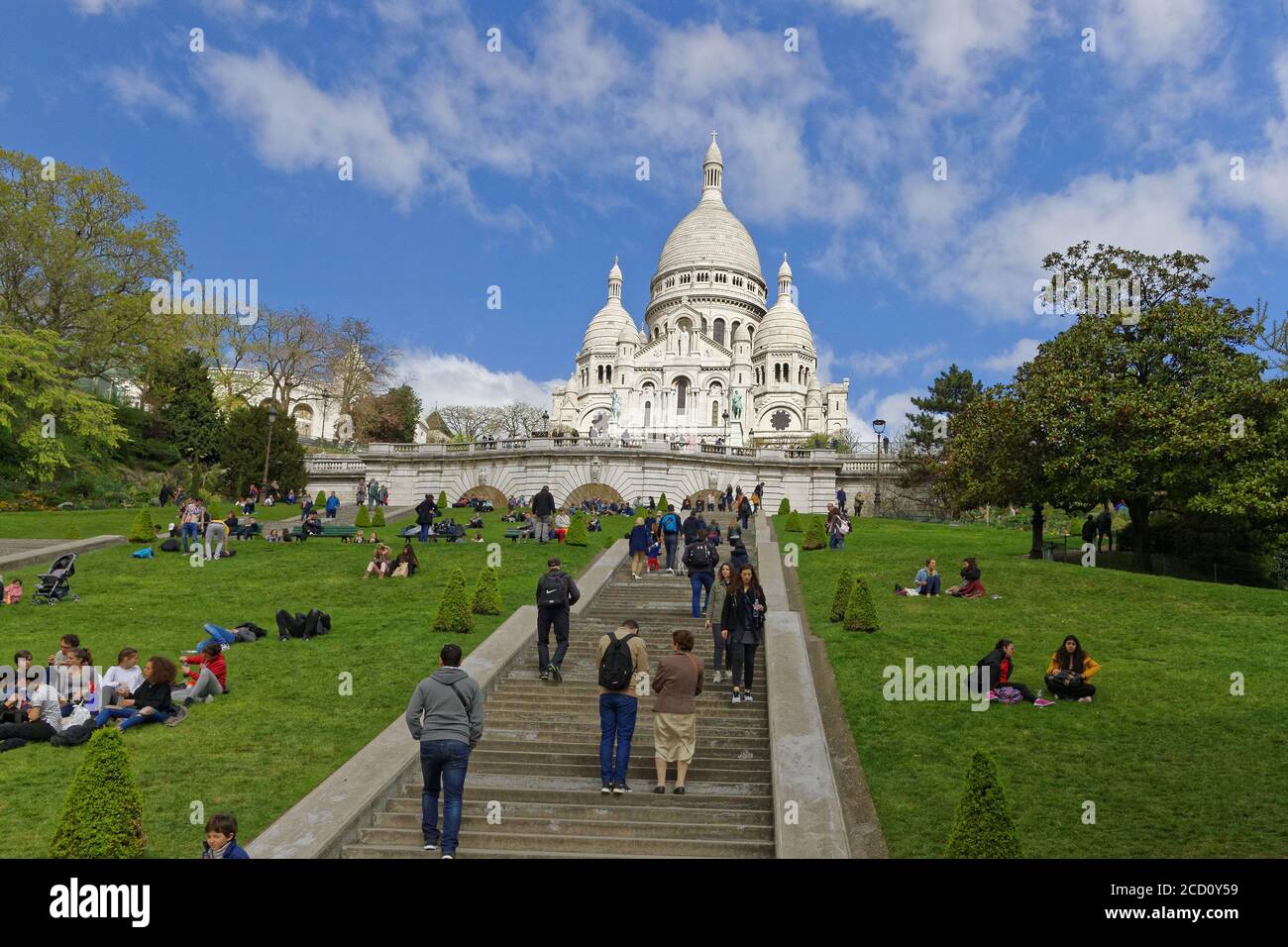 Paris, France,April,6,2017The Basilica of the Sacre Coeur in the hill of Montmartre in Paris