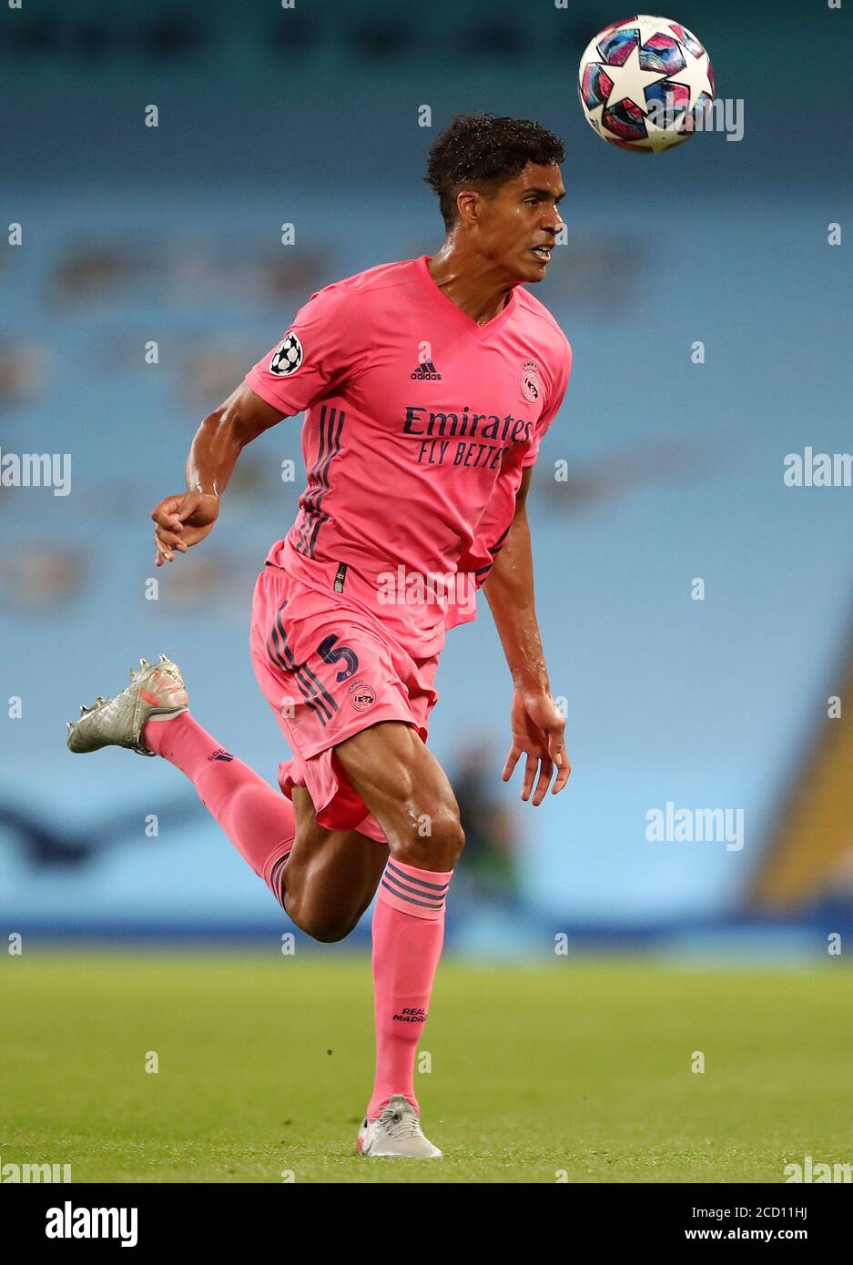 Real Madrid's Raphael Varane heads ball in an attempt to backpass to the  goalkeeper only for Manchester City's Gabriel Jesus to nip in and score his  sides 2nd goal during the UEFA