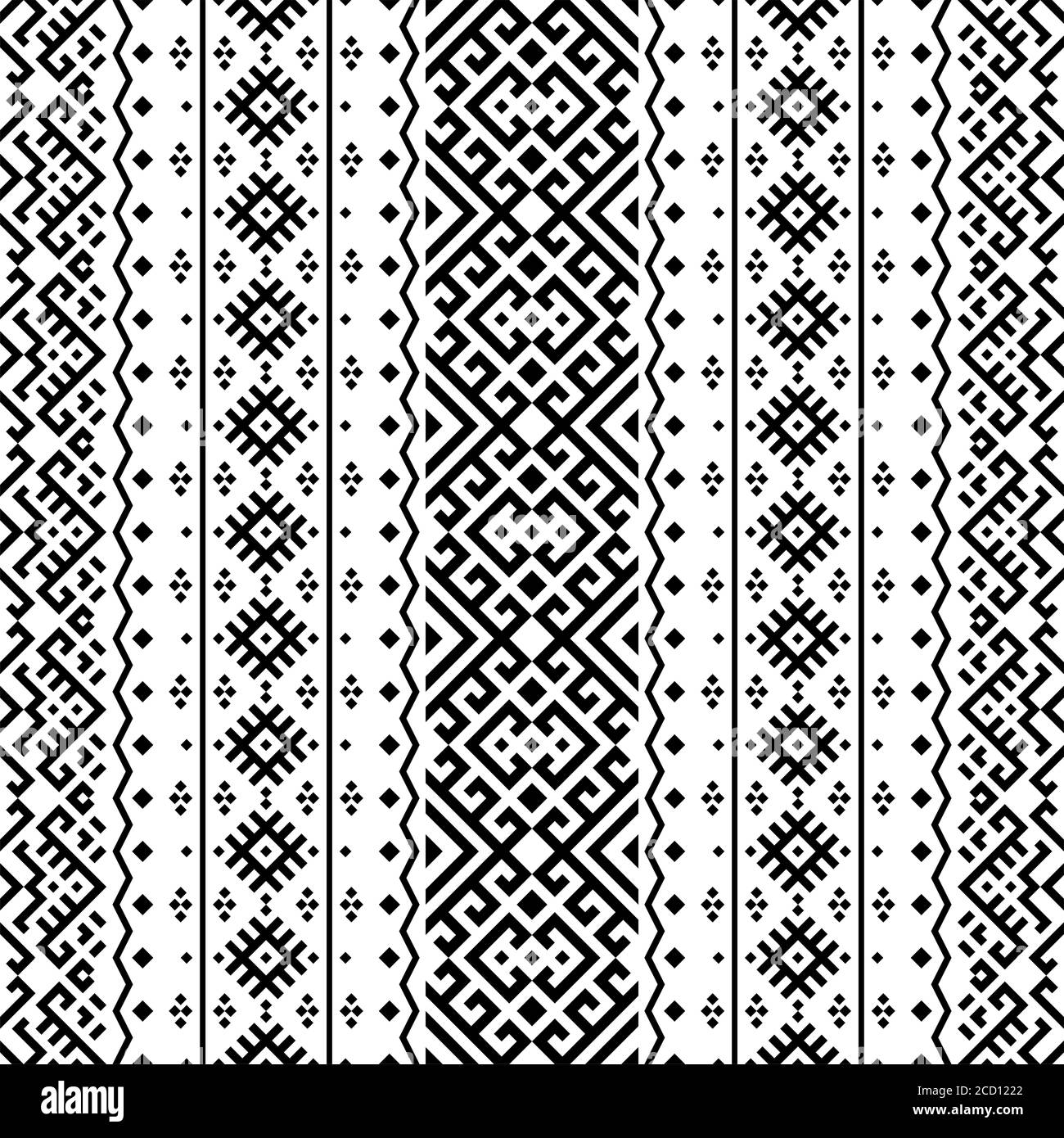 Monochrome ethnic pattern vertical texture design vector Stock Photo