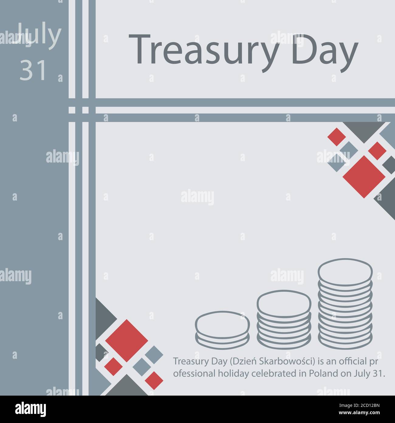 Treasury Day is an official professional holiday celebrated in Poland on July 31. Stock Vector