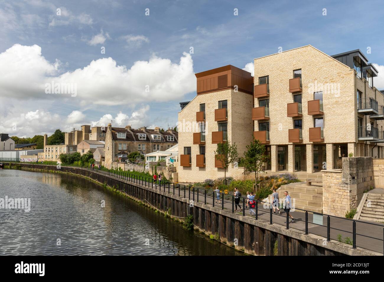 Bath Riverside Development of luxury apartments and penthouses beside the River Avon, Bath City Centre, Somerset, England, UK Stock Photo