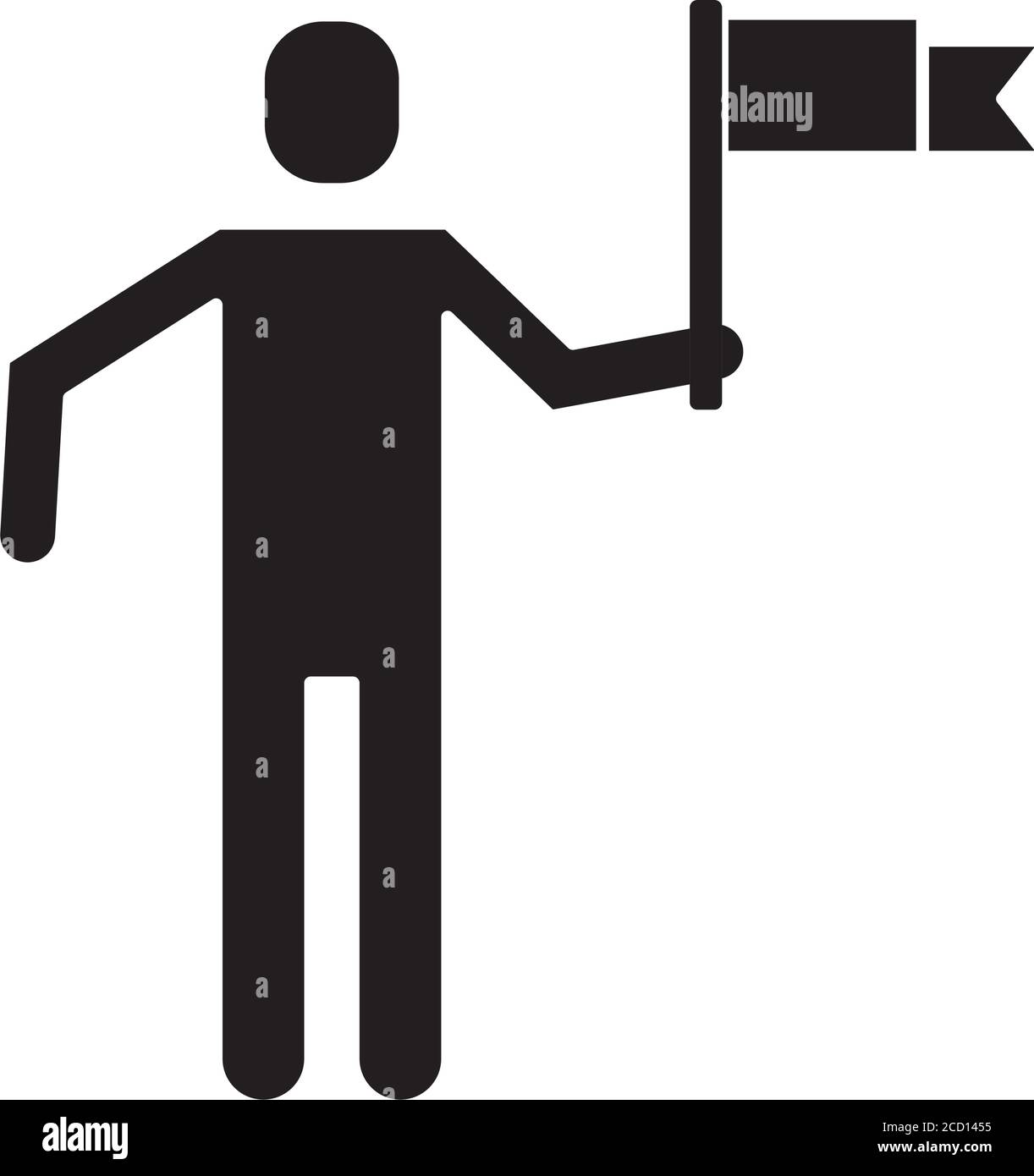 man protesting with flag silhouette style icon vector illustration ...