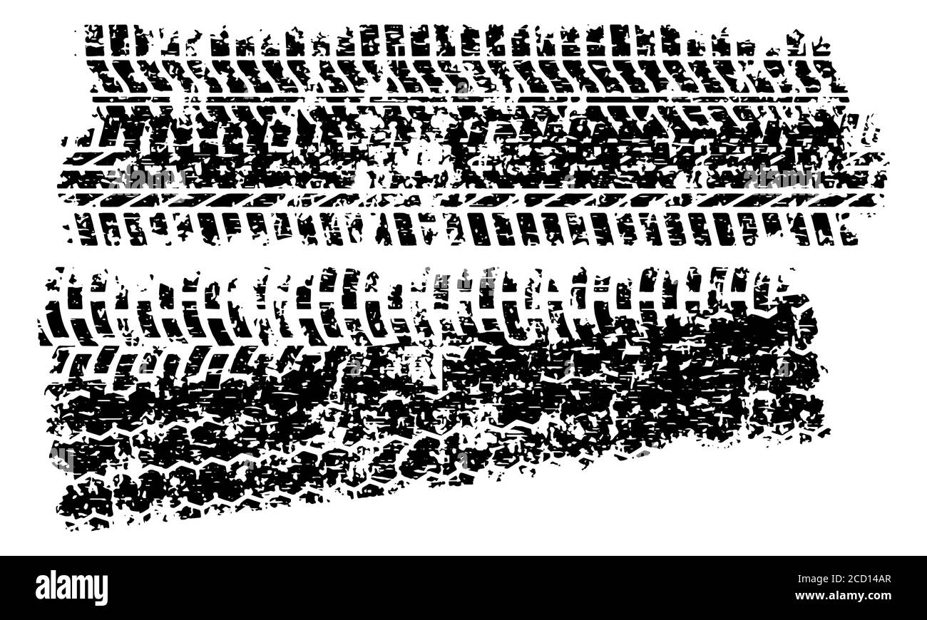 Tire tracks marks background in black and white style Vector Stock