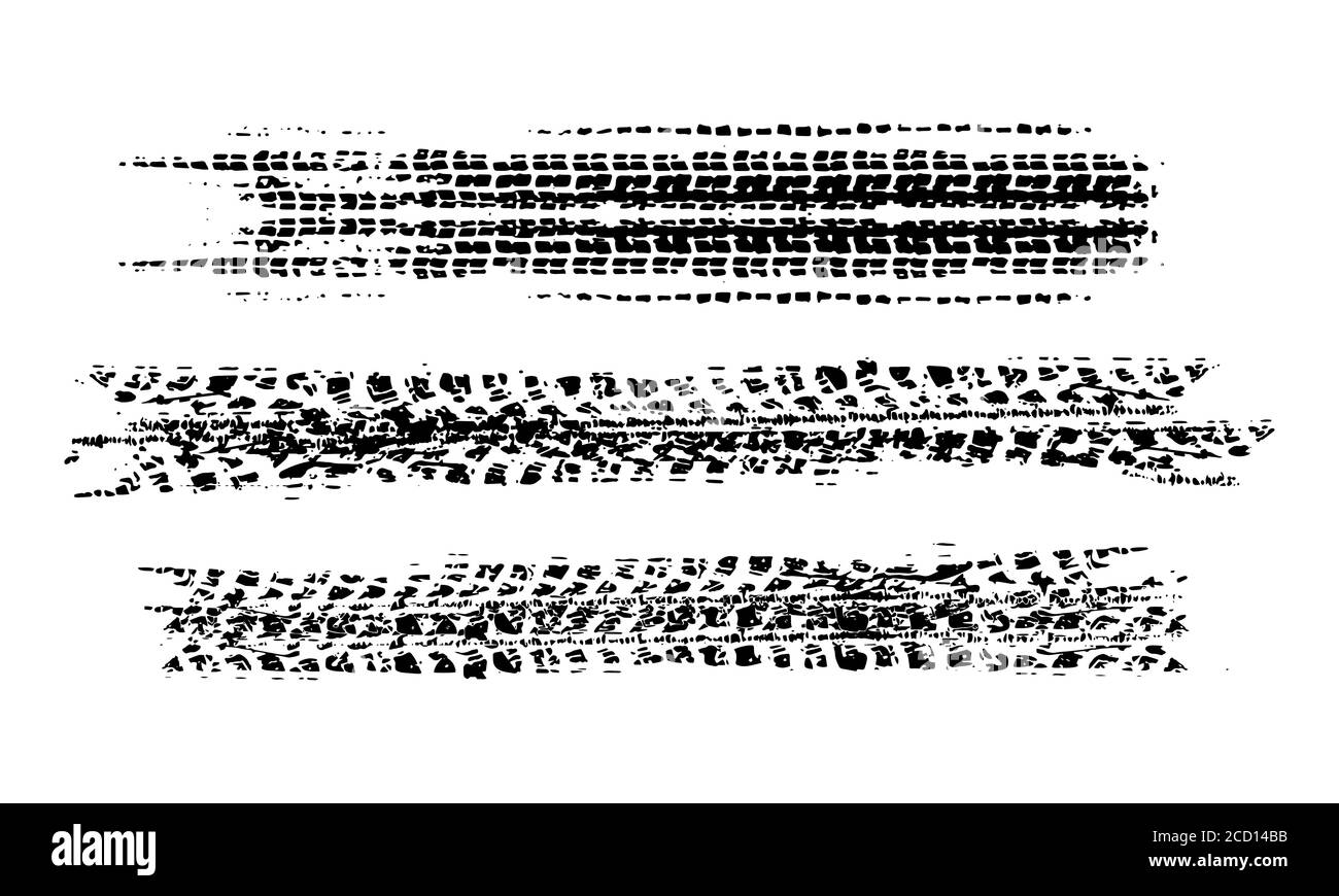 Tire tracks marks background in black and white style Vector Stock