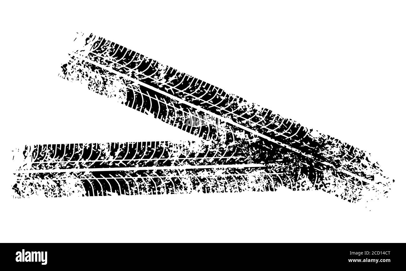 Tire tracks marks background in black and white style Vector Stock