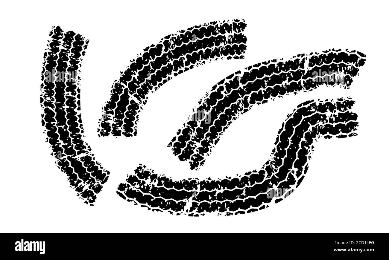 Tire tracks marks background in black and white style Vector Stock