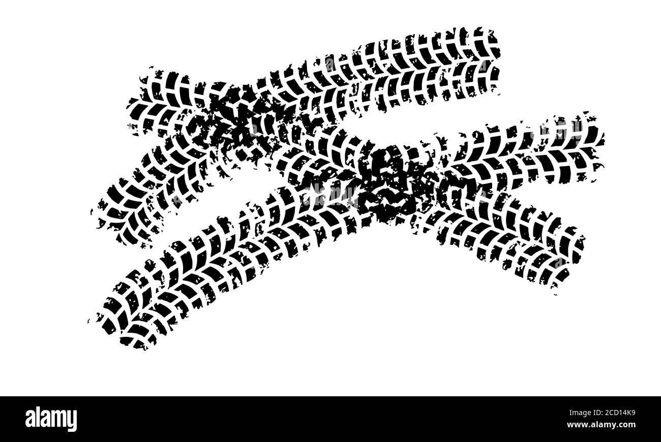 Tire tracks marks background in black and white style Vector Stock