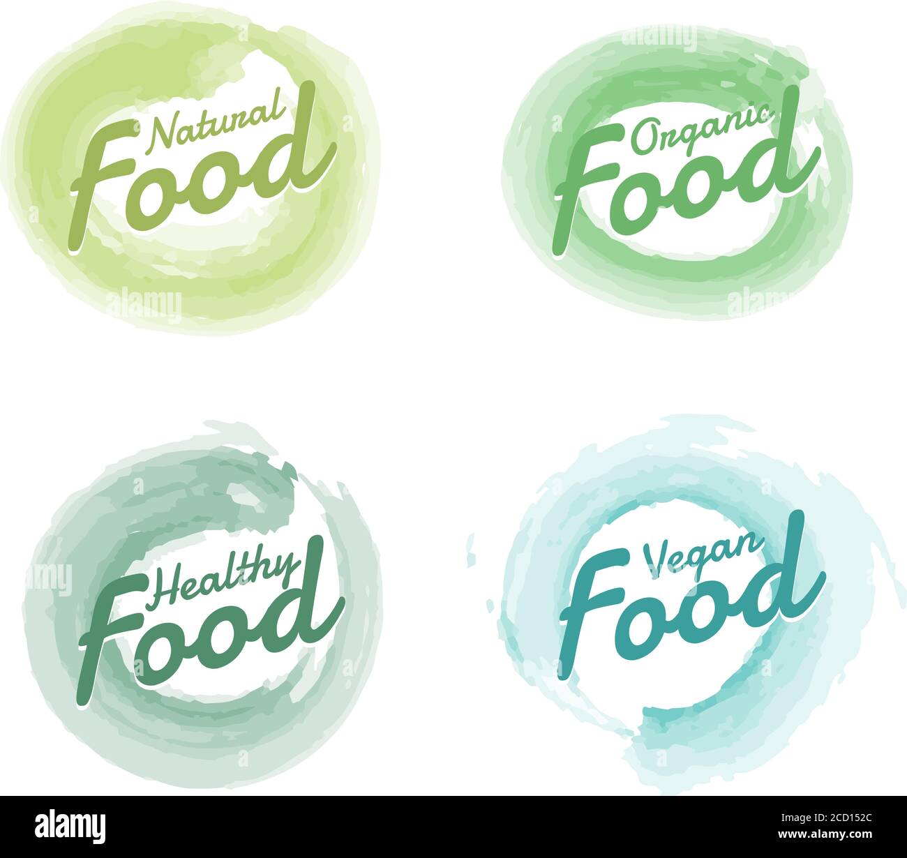 Set of Organic Food hand drawn Watercolor badges and Elements. Vector Illustrations for organicFood and Drink. Stock Vector
