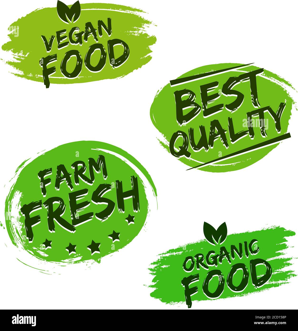 Set of Food Badges. Vegan Food, Best Quality, Farm Fresh, Organic Food. Stock Vector