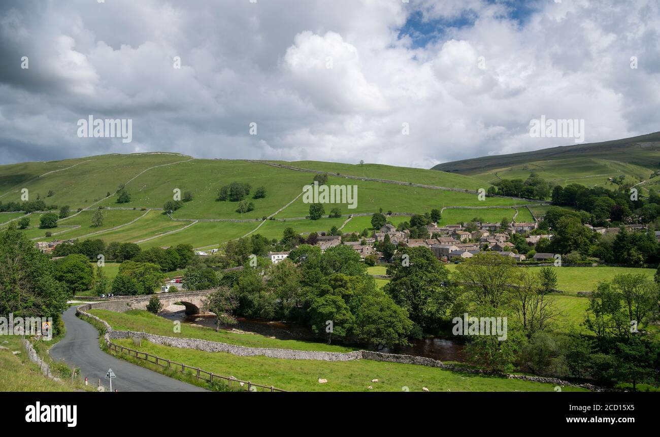 Kettlewell in upper Wharfedale on a summers afternoon. Yorkshire Dales National Park, UK. Stock Photo