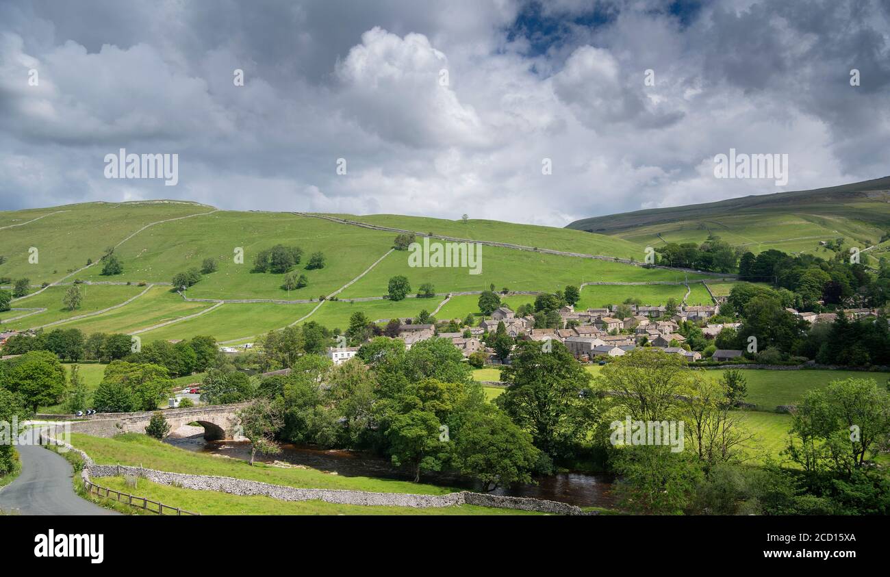 Kettlewell in upper Wharfedale on a summers afternoon. Yorkshire Dales National Park, UK. Stock Photo