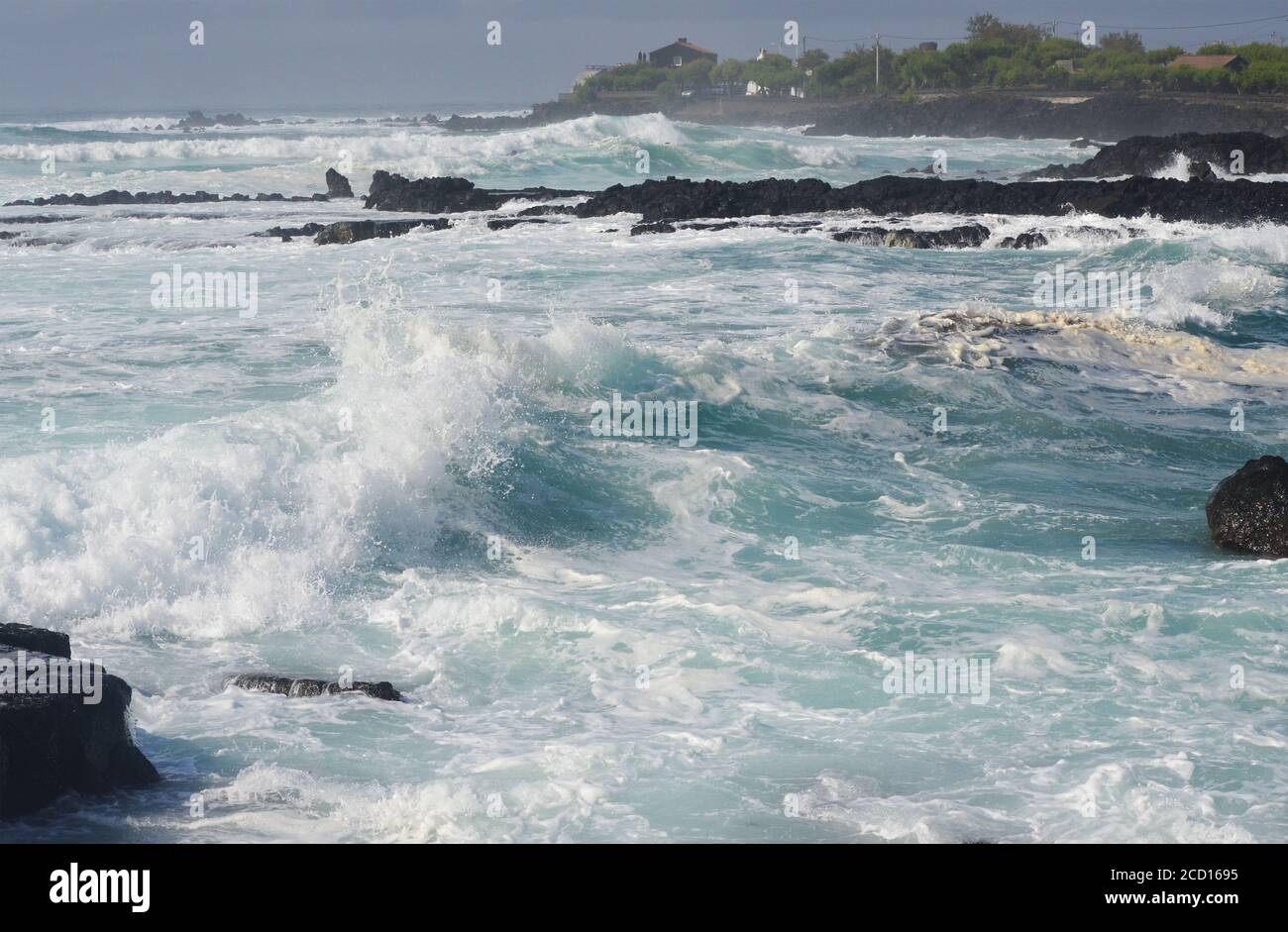Stormy weather and sea swell in the FaialPico Channel, Azores islands
