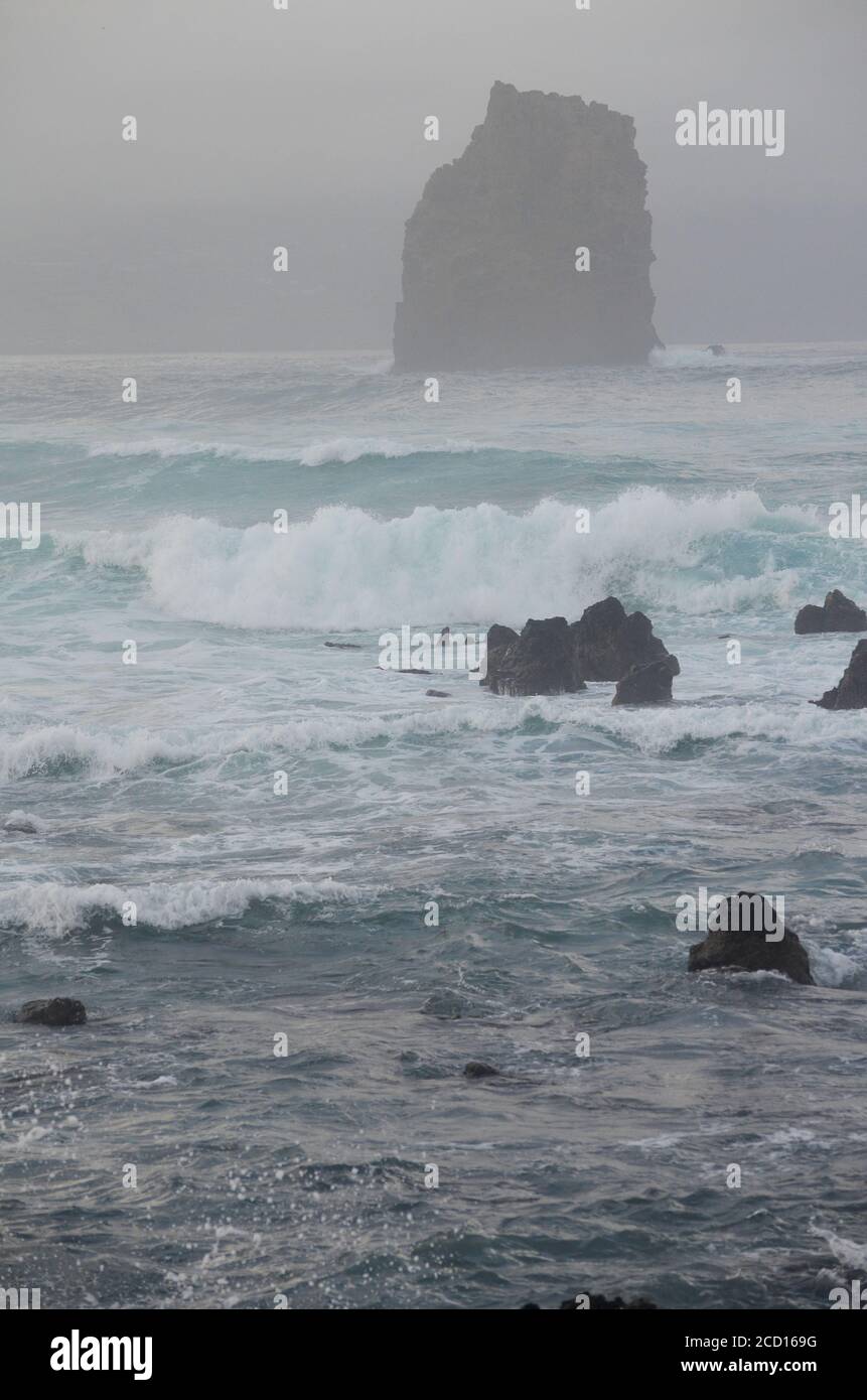 Stormy weather and sea swell in the FaialPico Channel, Azores islands