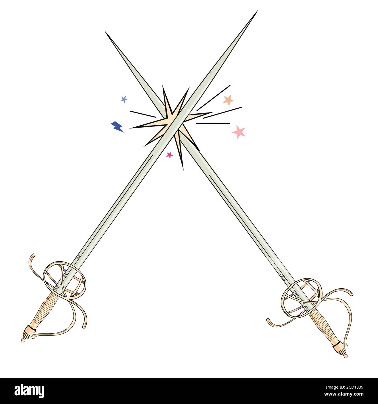 Crossed Swords Sketch Vector Illustration, Vectors