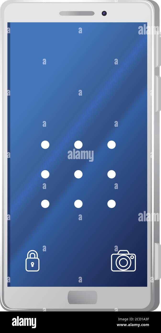 realistic smartphone mockup with lock pattern, on white background ...