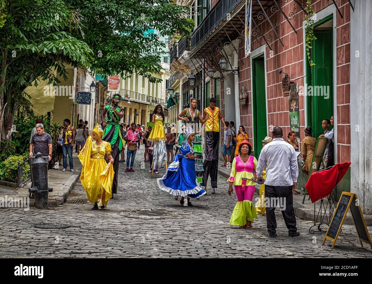 Havana, Cuba, July 2019, street artists in Calle Mercaderes in the oldest part of the city Stock Photo