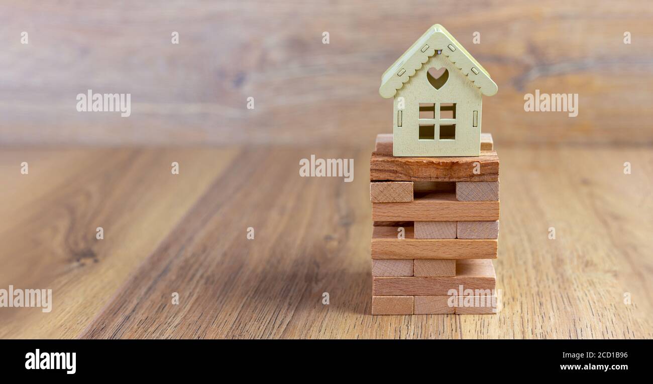 real estate concept, ecological wooden house Stock Photo