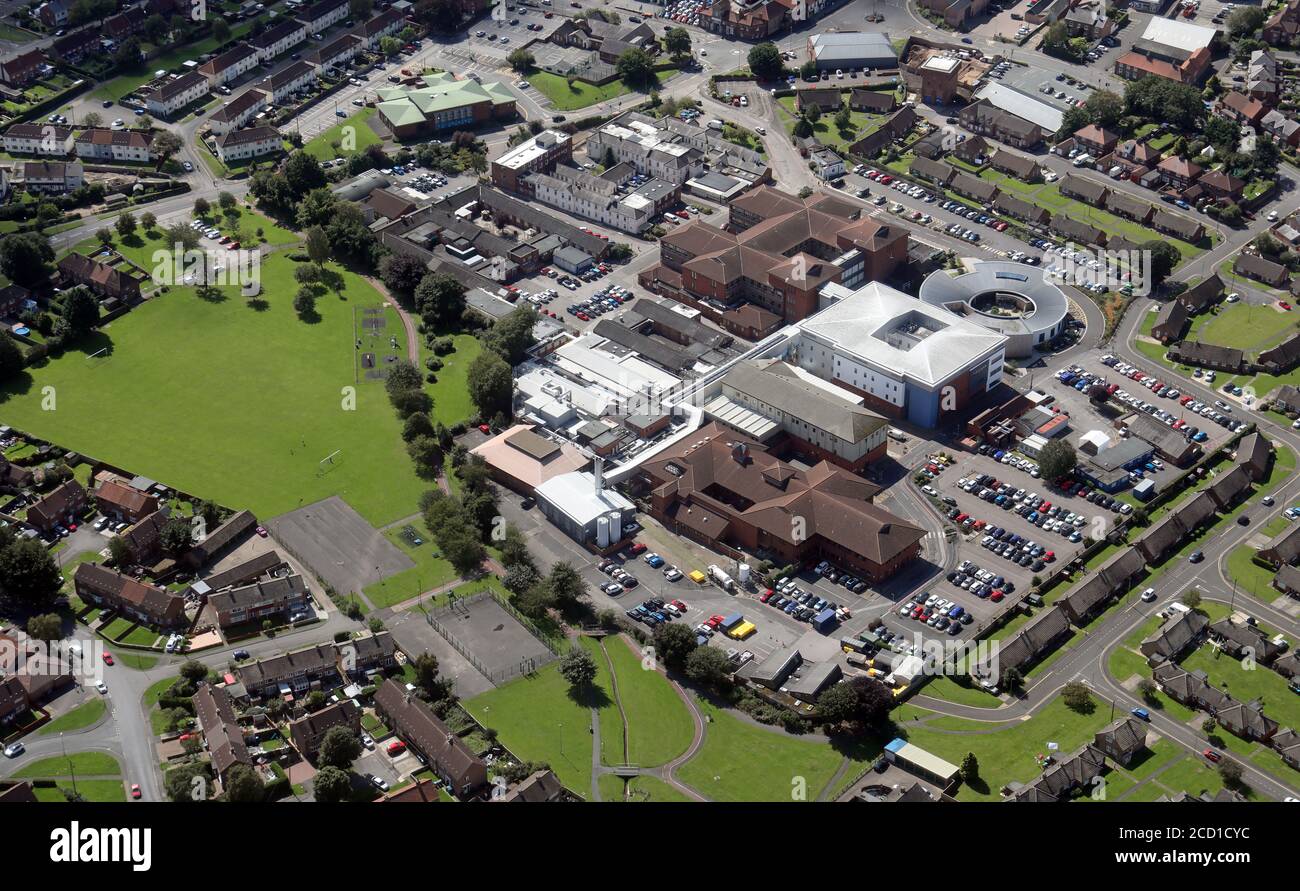 aerial view of the Friarage Hospital & Bullamoor Memorial Park, Northallerton, North Yorkshire Stock Photo