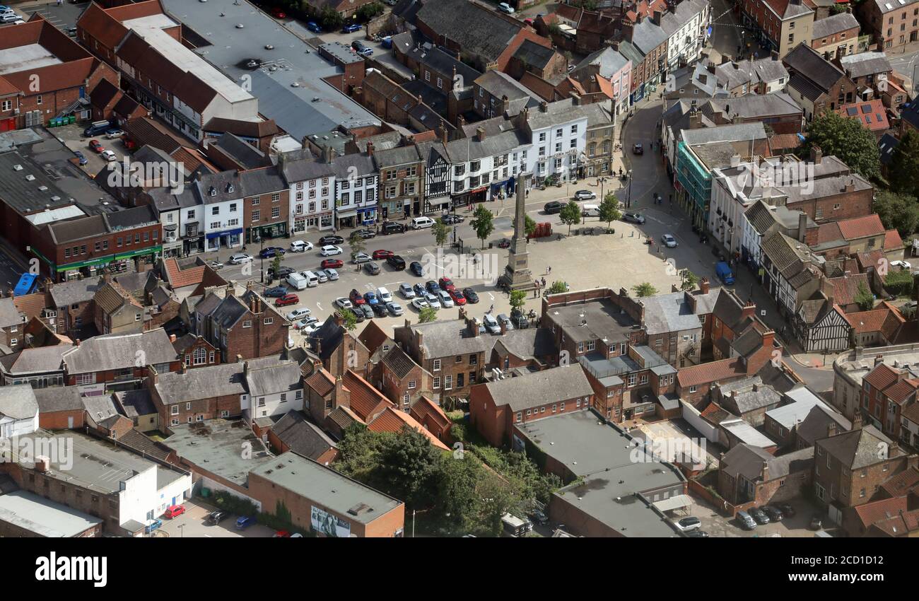 aerial view of Ripon city centre from the west, North Yorkshire Stock Photo