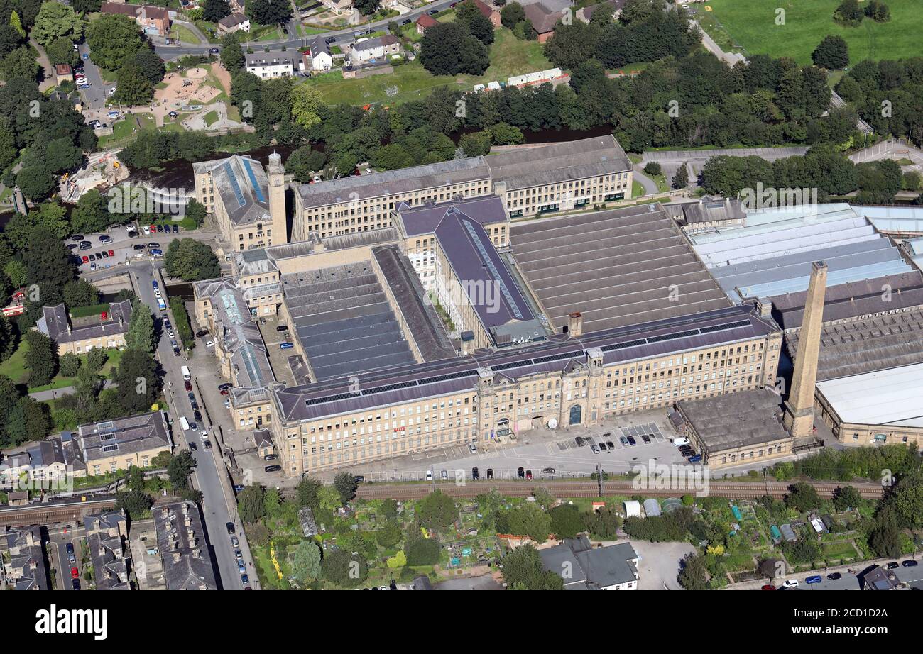 aerial view of Salt's Mill, West Yorkshire Stock Photo