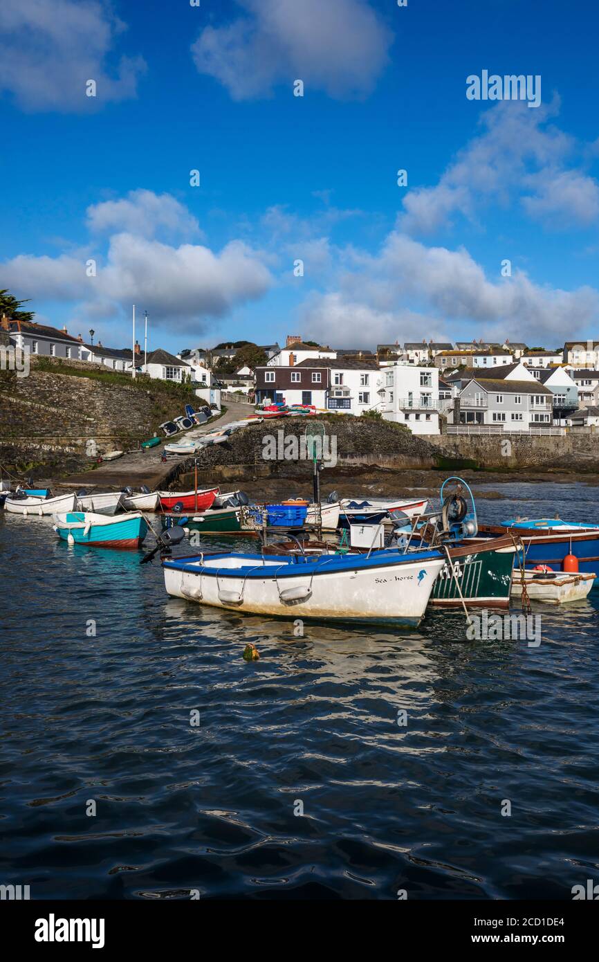 Portscatho; Boats at High Tide; Cornwall; UK Stock Photo