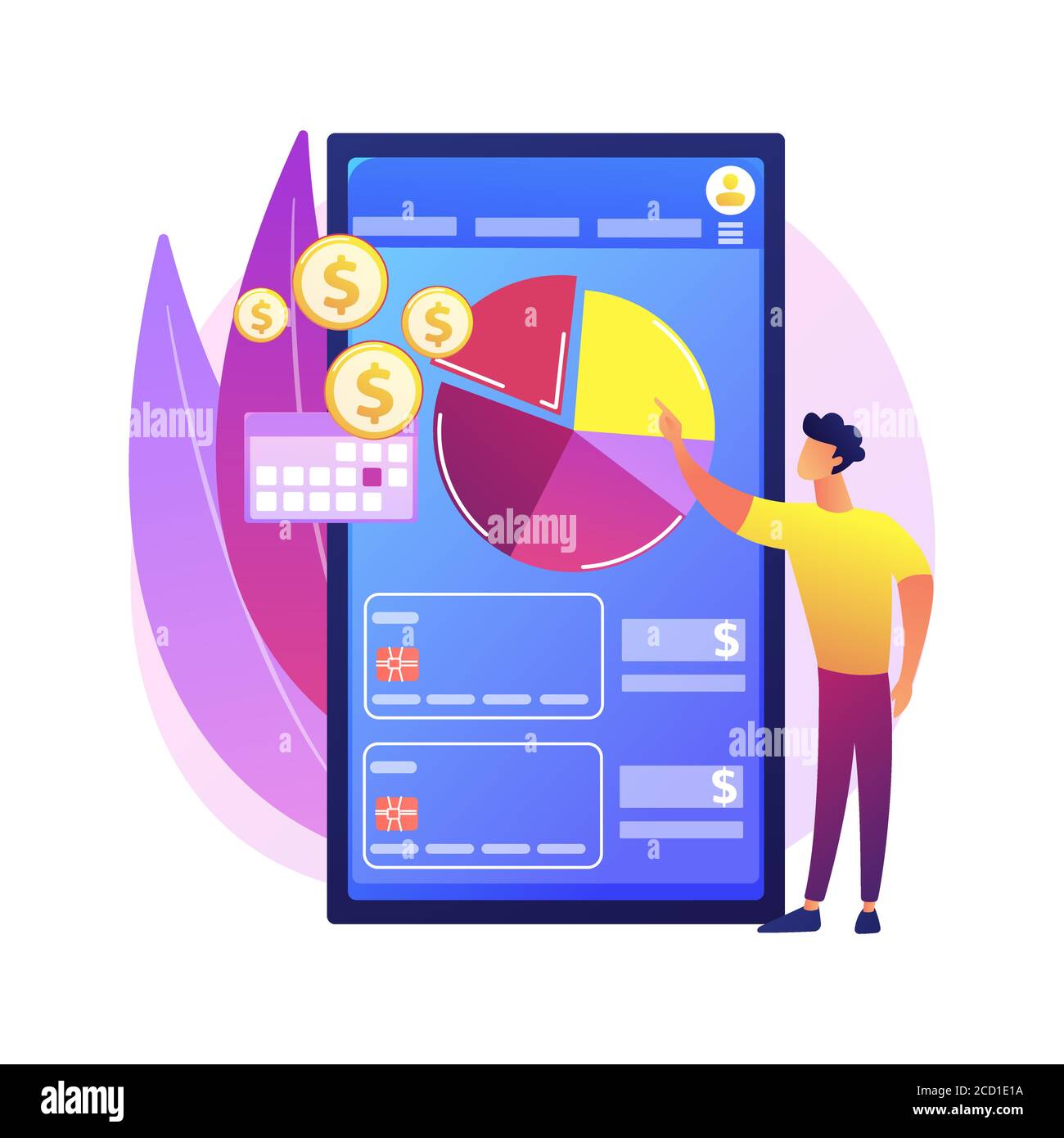Mobile expense management abstract concept vector illustration. Stock Vector
