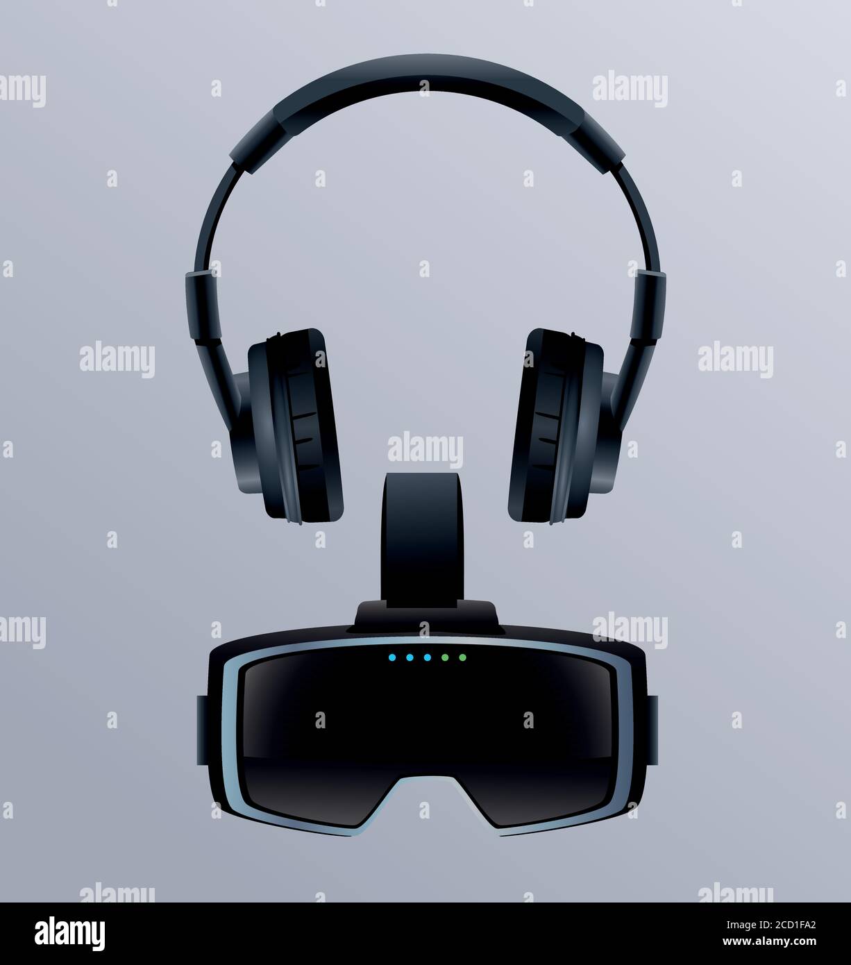 virtual reality mask and headset accessories with gray background ...