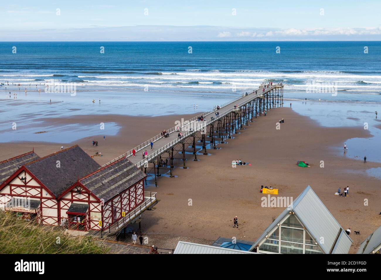 Amusement arcade and pier at Saltburn by the Sea,England,UK Stock Photo