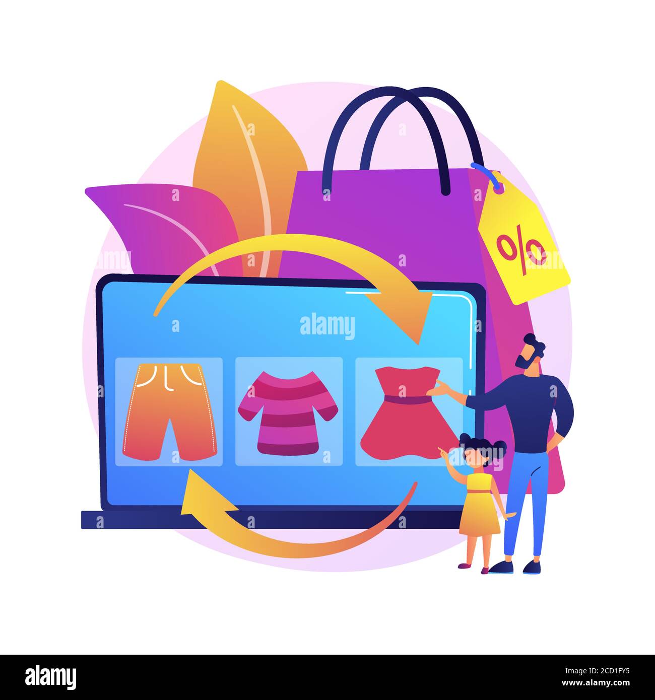 Baby clothes tradein abstract concept vector illustration Stock Vector