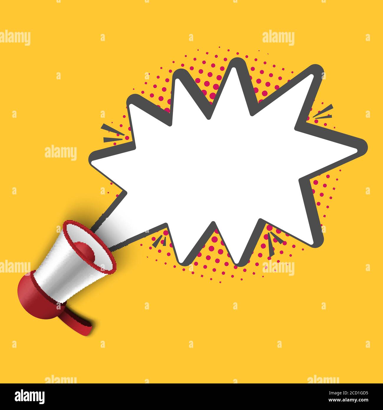 Megaphone with bubble speech template for advertisment, vector illustration Stock Vector