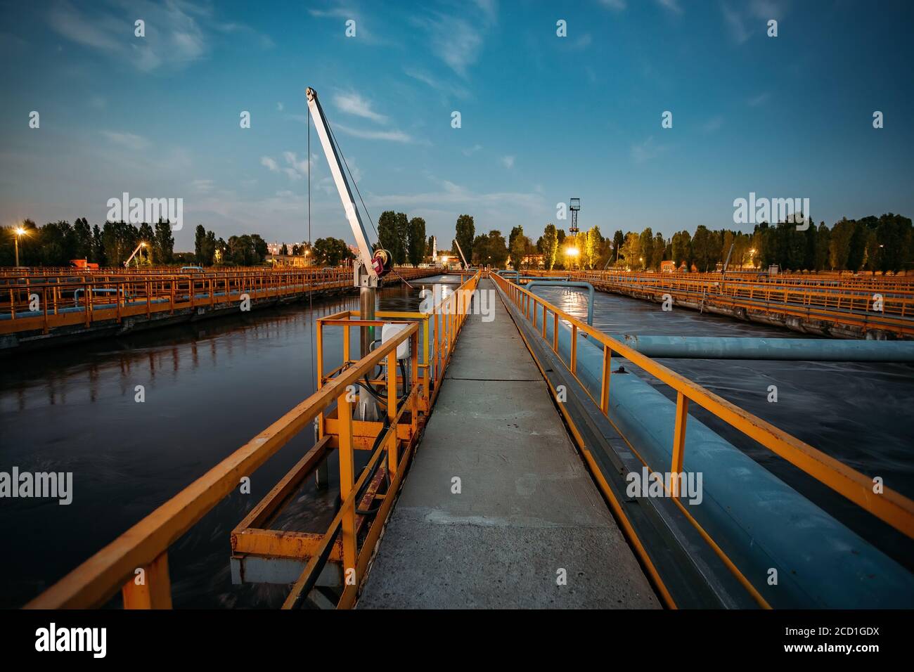 Modern wastewater treatment plant. Tanks for aeration and biological