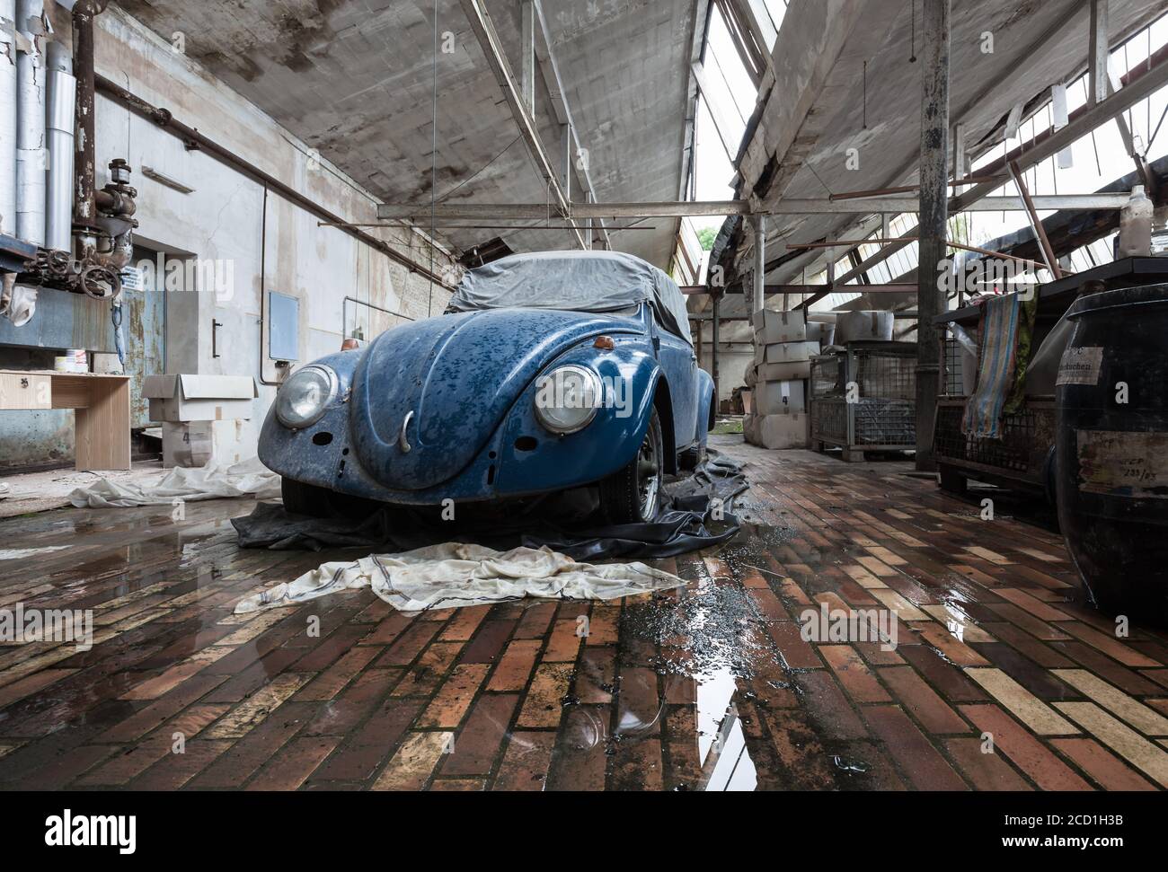 Detail of an abandoned Volkswagen Beetle Stock Photo
