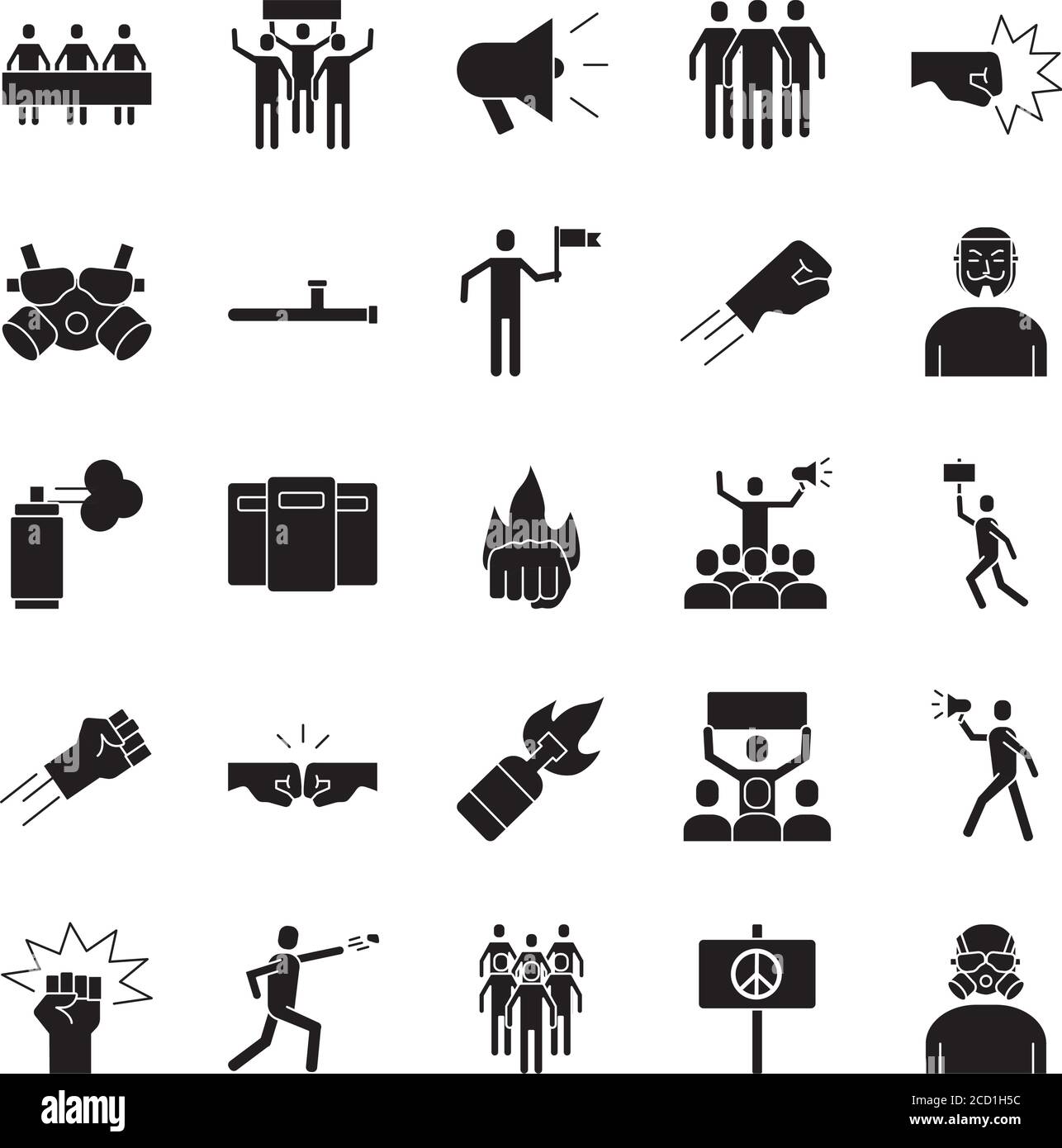 Crowd protest placard walking holding Black and White Stock Photos ...
