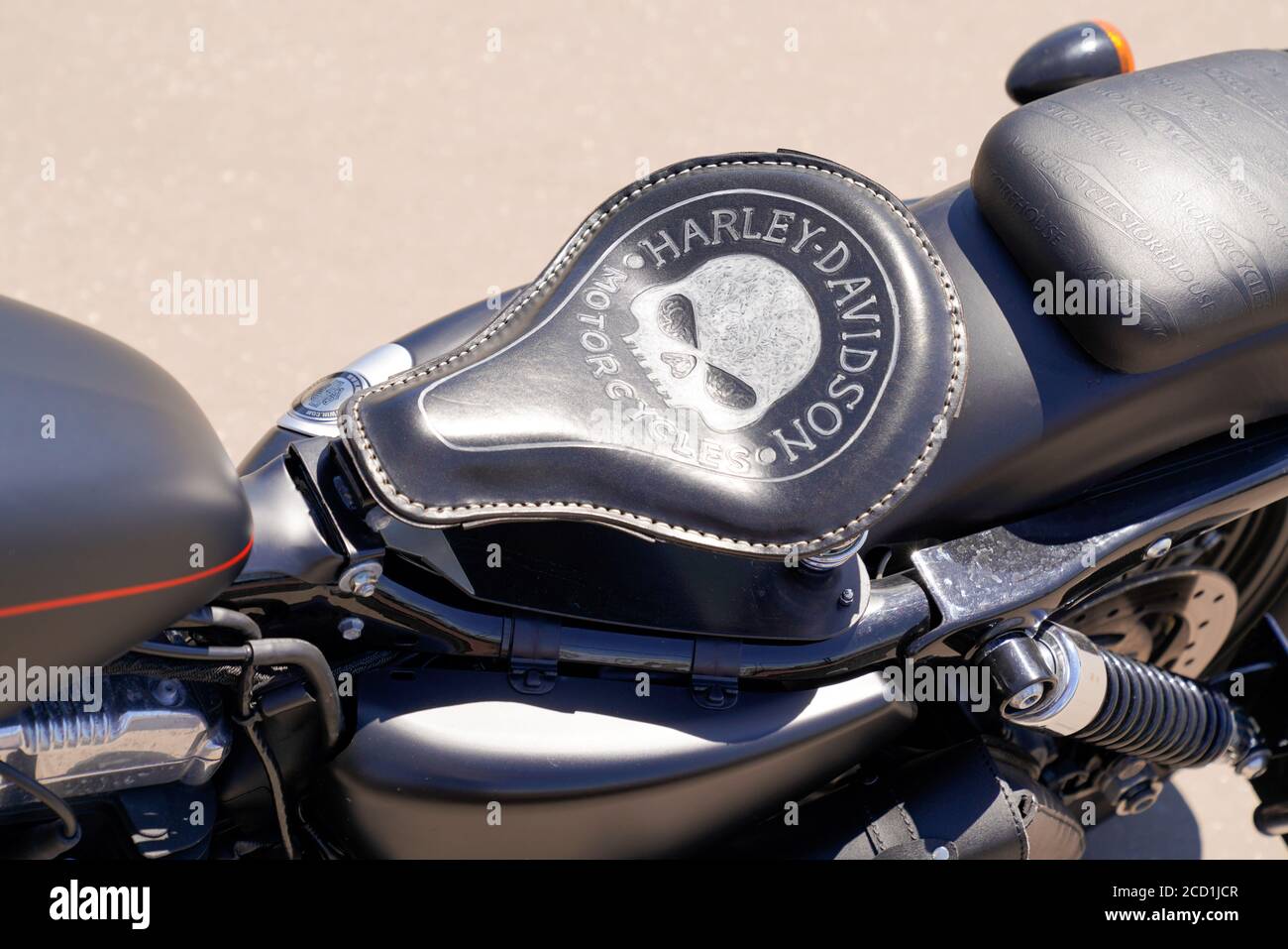 Bordeaux , Aquitaine / France - 08 16 2020 : harley davidson american  motorcycle Bobber Seats and Motorbike Saddle Stock Photo - Alamy