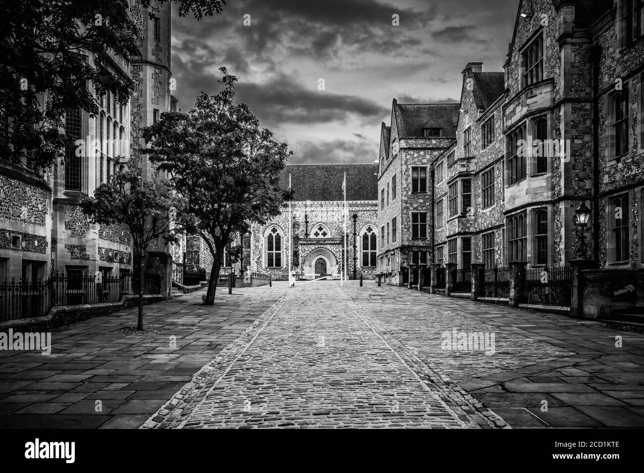 Ancient buildings of Castle Avenue Wincester Stock Photo