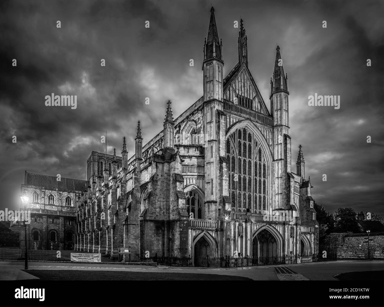 Winchester Cathedral Black & White Stock Photo